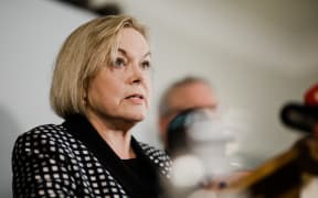Judith Collins at National's border policy announcement.