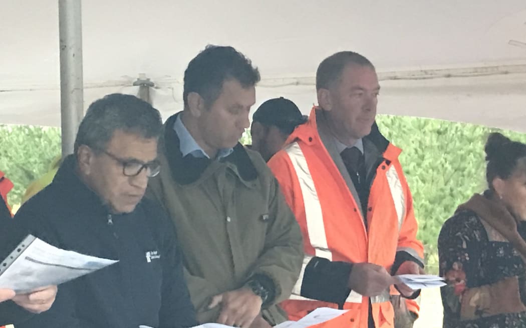 FNDC chief executive Blair King (in orange coat) at the official June 2022 opening of the council's Sweetwater bore, commissioned to supplement Kaitāia's drinking water supply
(PHoto Susan Botting Local Democracy Reporter Northland PLEASE CREDIT BOTH)