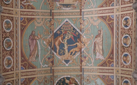 One of the 12 panels of the ceiling in the nave of Ely Cathedral, England