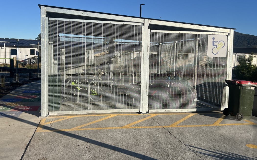 image of the bike library cage, which cost $35,000, at the Ranolf St and Malfroy Rd Kainga Ora complex.