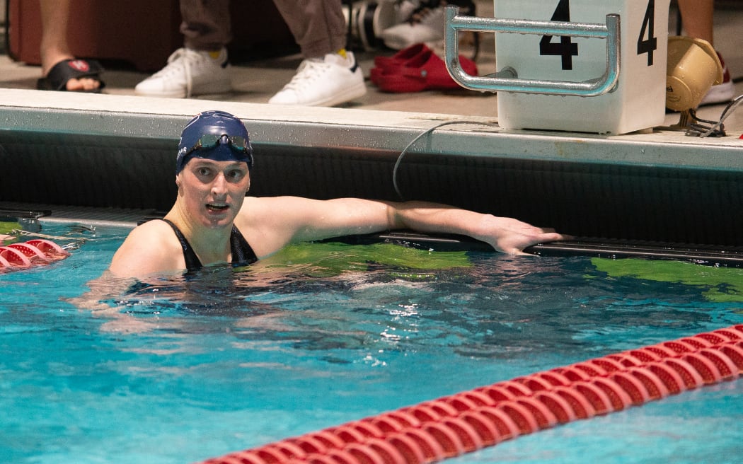 University of Pennsylvania swimmer Lia Thomas during the 2022 Ivy League Women's Swimming and Diving Championships.