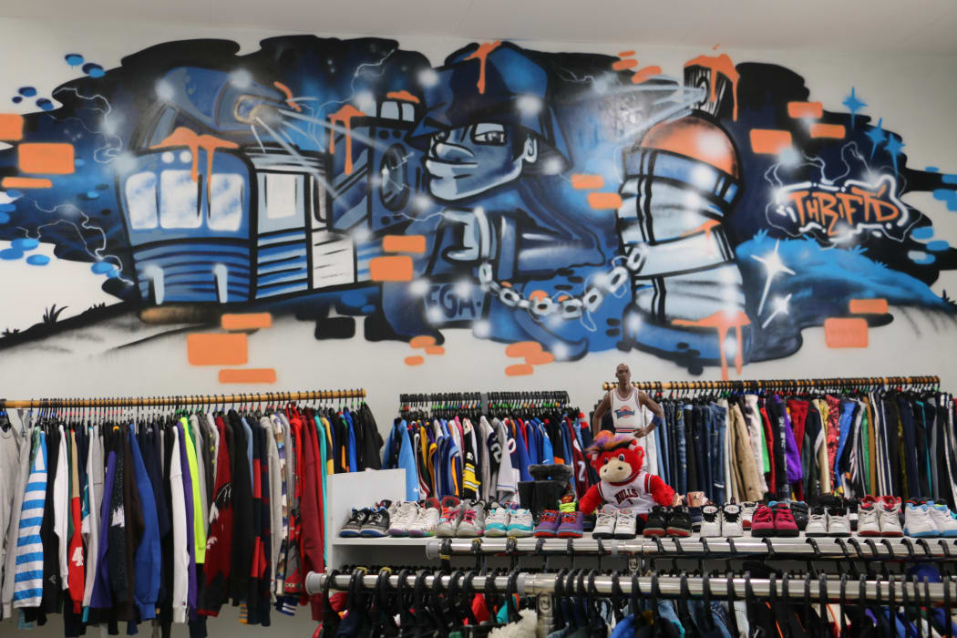 Ra Mead set up Thirft'd Streetwear on a credit card and now business is picking up, and she has  steady customer base.