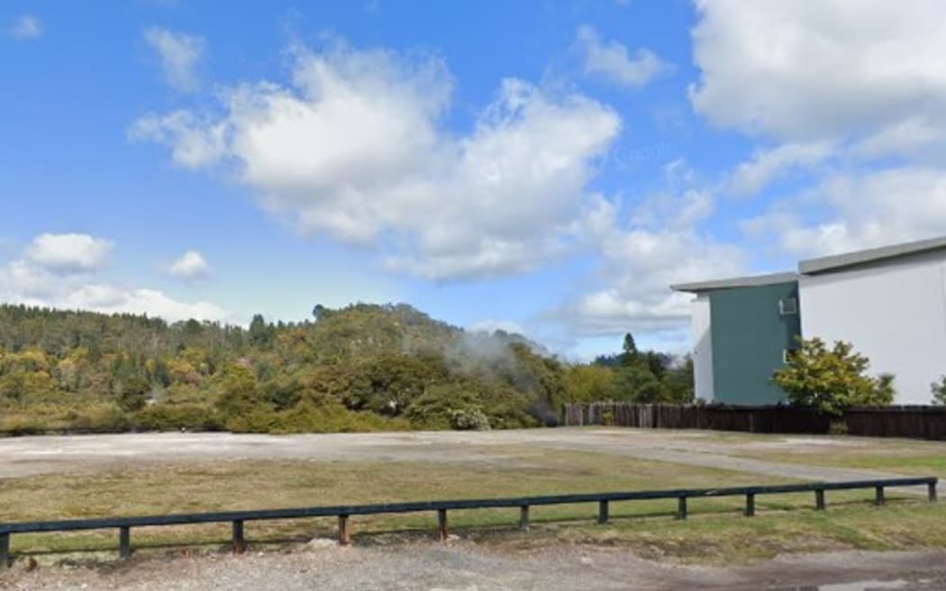 The thermal pool is behind the Rydges Hotel in Rotorua.