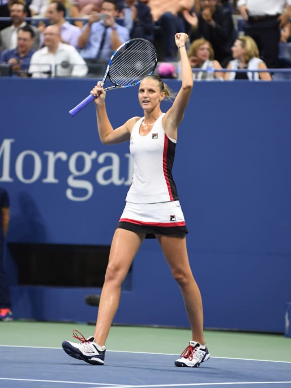 Karolina Pliskova celebrates after US Open semi-final win over Serena Williams