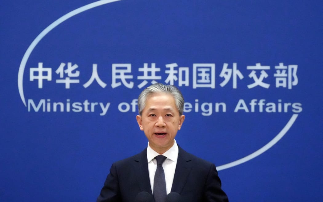 Wang Wenbin, deputy director of the information department of the Ministry of foreign affairs, attends a press conference to speaks about Ukraine, Russia and United States in Beijing, China on February 21, 2023.