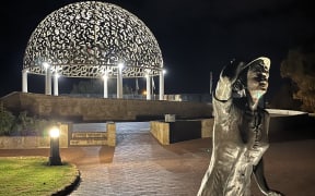 The HMAS Sydney memorial at Geraldton WA at night