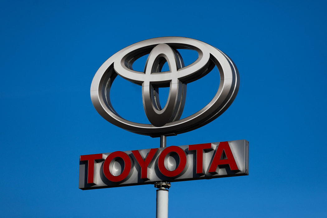 Toyota logo is seen near the car showroom in Krakow, Poland on September 6, 2021.