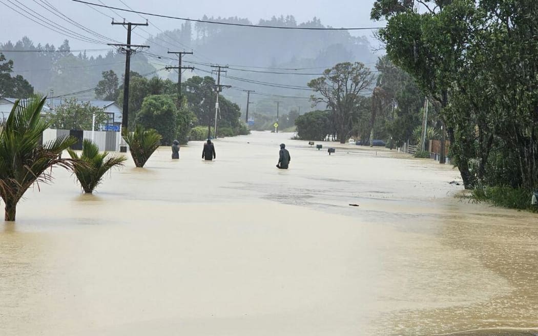 Flooding at Ōakura Road in Whangārei District, on the morning of 18 January, 2026.