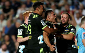 Du'Plessis Kirifi celebrates his match-winning try.