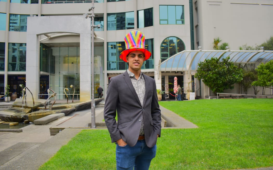 Josh Harford of the Silly Hat Party, who says at 19 years old he is fully qualified to be Wellington's next mayor.