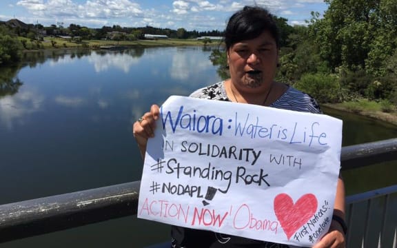 Labour MP Nanaia Mahuta posted this photo showing her support of Standing Rock protesters.