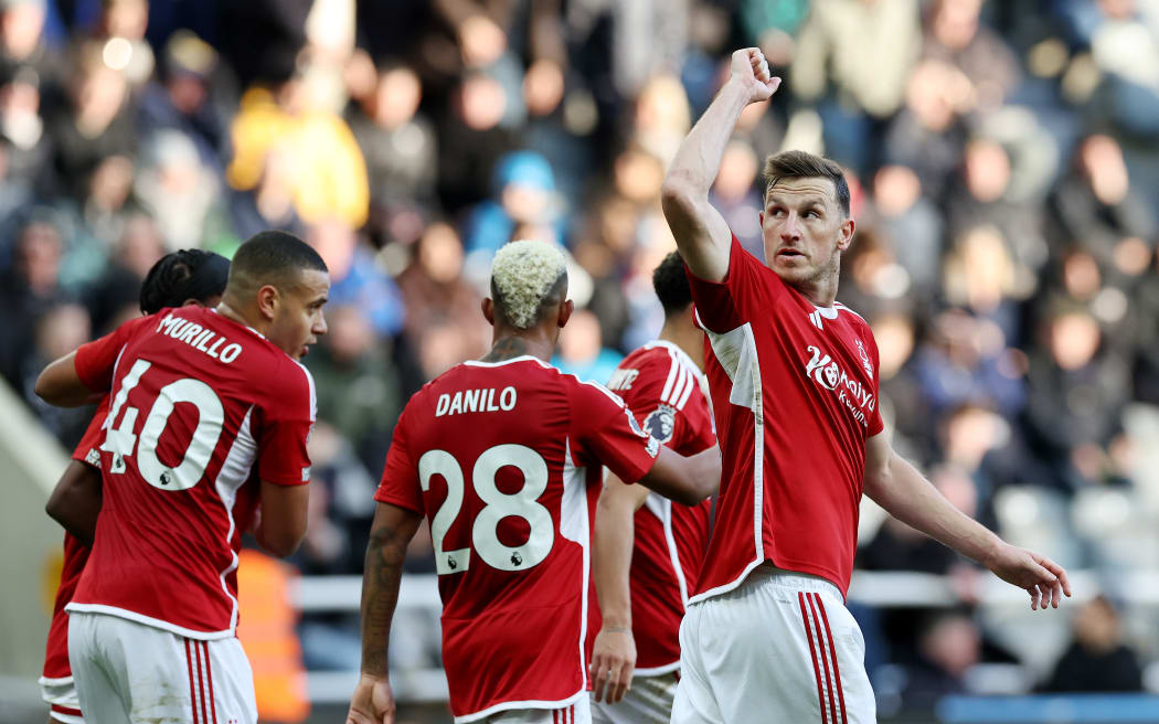 Chris Wood of Nottingham Forest celebrates.