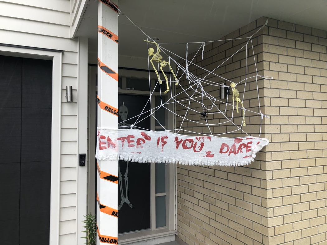 Auckland resident Dee Crooks and her family went for the spider web and skeleton theme.