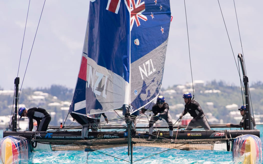 New Zealand's Youth Americas Cup team in the final of the regatta.