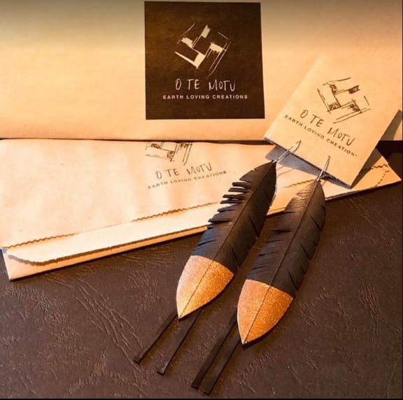 O Te Motu feather earrings include a personalised karakia.