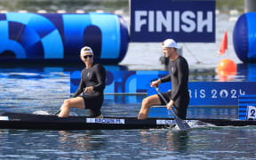Max Brown and Grant Clancy from New Zealand in the mens canoe double 500m.
Canoe sprint at Vaires-sur-Marne Nautical Stadium-flat water, Paris, France on Tuesday 6 August 2024. Photo credit: Iain McGregor / www.photosport.nz