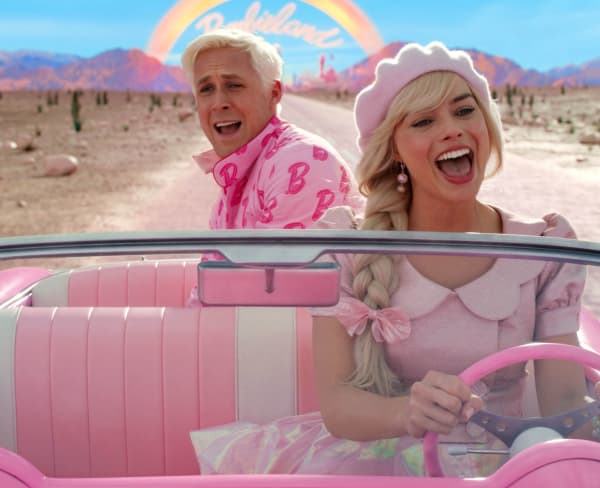 Barbie (2023), directed by Greta Gerwig, starring Ryan Gosling and Margot Robbie.