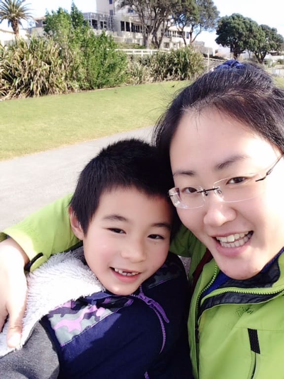Zoe Jiang with her six-year-old son Zac.