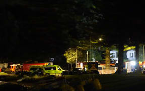 Crews in the late hours at Mt Maunganui Holiday Park