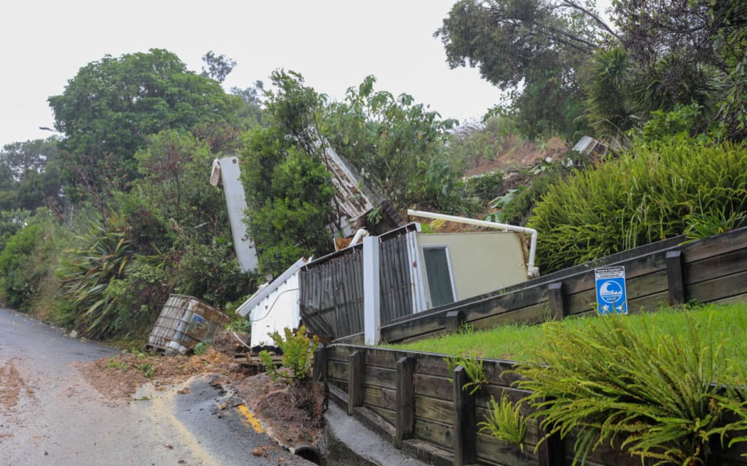 Slips on Rapata Road in Oakura and single of Mokau marae
