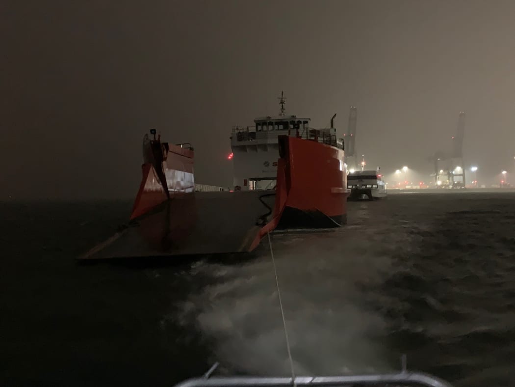Martime police towed the 200-tonne ferry to safety.