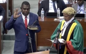 Seouke Simeon from the  Laverwo Party sworn in as a member of parliament. 11 February 2025