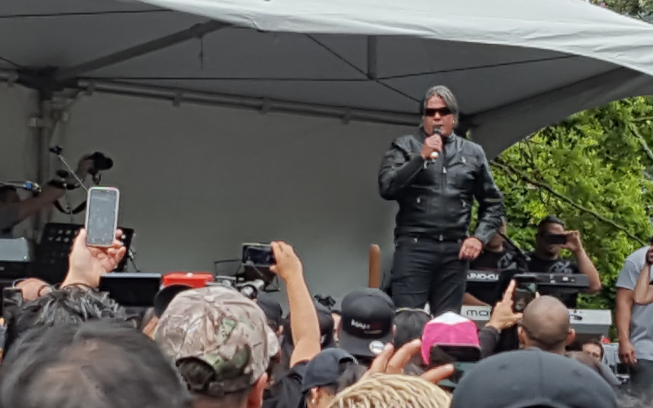 Brian Tamaki speaks to supporters in Auckland.