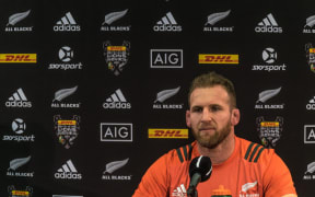 CAll Black captain Keiran Read during a presser after the captains run at Eden Park this afternoon.
