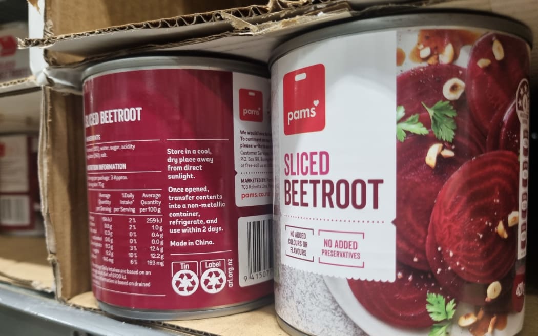Pams beetroot made in China at a Pak'n Save supermarket in Christchurch.