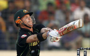 David Warner batting for Australia.