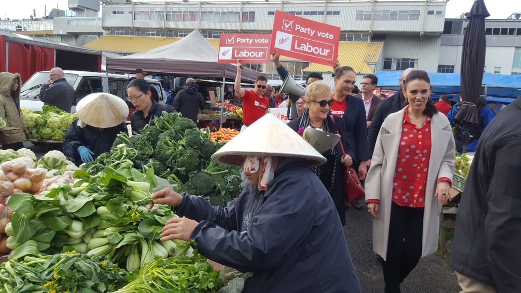 Labor leader Jacinda Ardern at Avondale market.