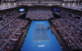 A general view of John Cain Arena during the men's singles match between USA's Taylor Fritz and Argentina's Facundo Diaz Acosta on day one of the Australian Open tennis tournament in Melbourne on January 14, 2024. (Photo by Martin KEEP / AFP) / -- IMAGE RESTRICTED TO EDITORIAL USE - STRICTLY NO COMMERCIAL USE --