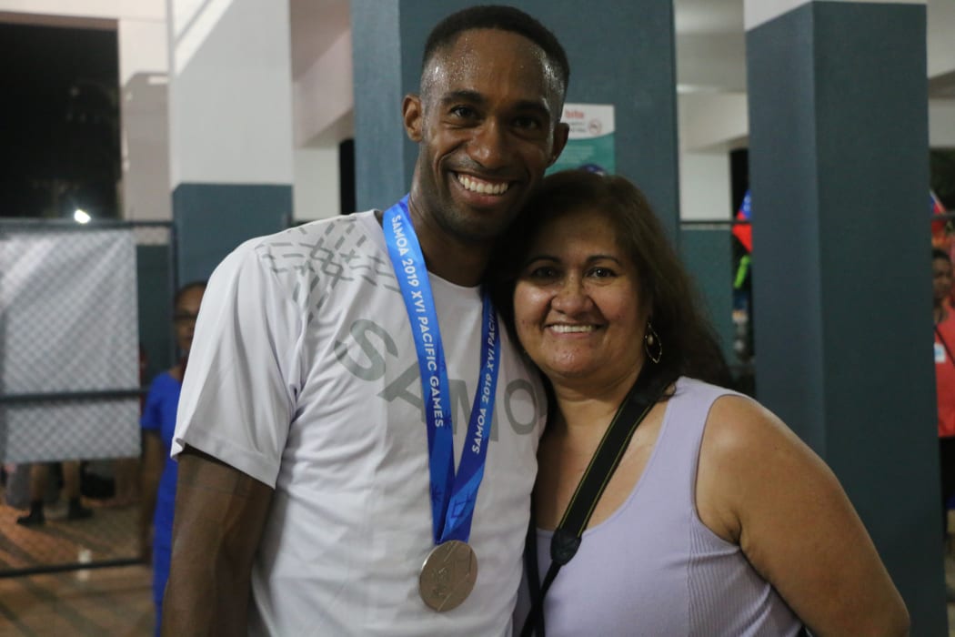 Samoan sprinter Jeremy Dodson and his mum Peggy Dodson-Mauala.