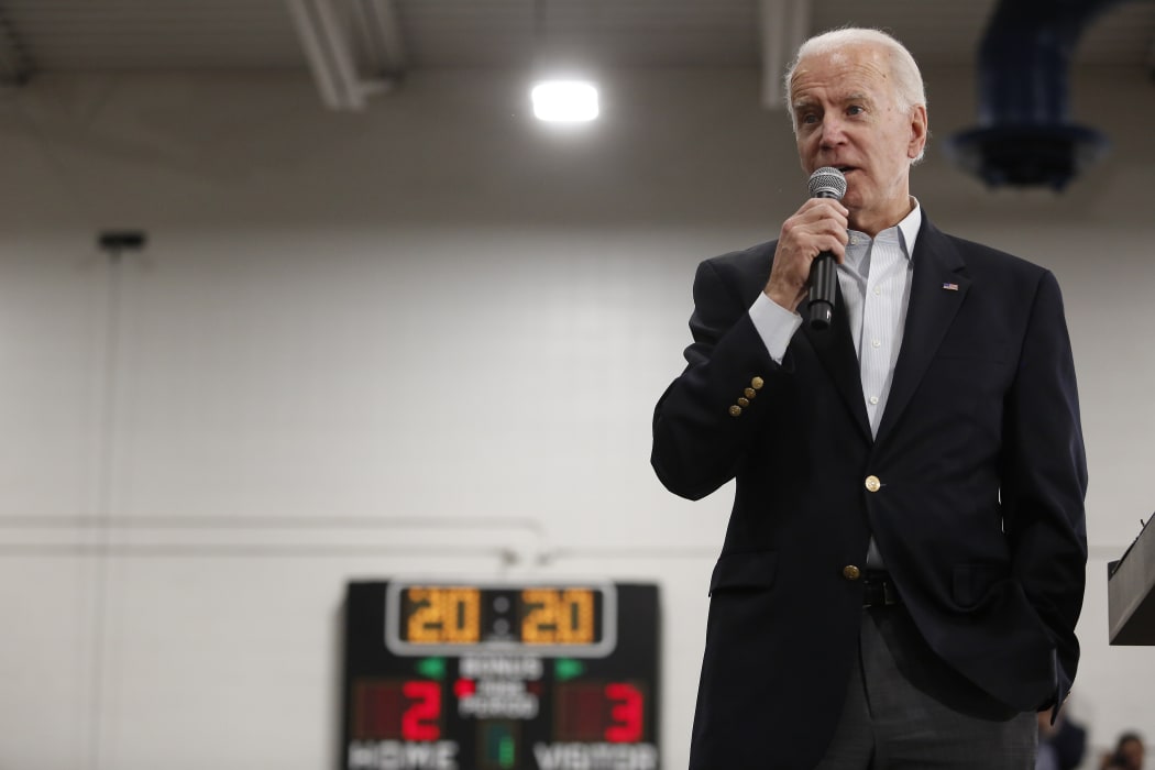Democratic presidential candidate former Vice President Joe Biden speaks during a campaign event in Des Moines, Iowa, 2 February.