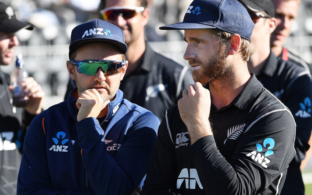 Mike Hesson and Kane Williamson.ponder the series loss to England.