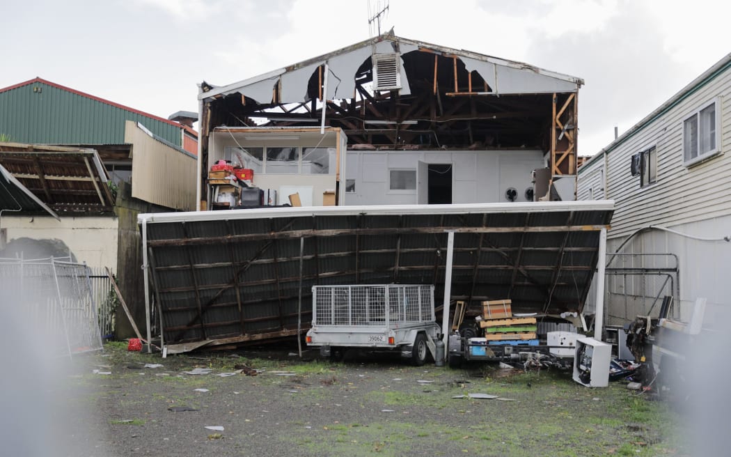 Damage to a property in Levin following the wild weather which hit the town on 20 May, 2022.