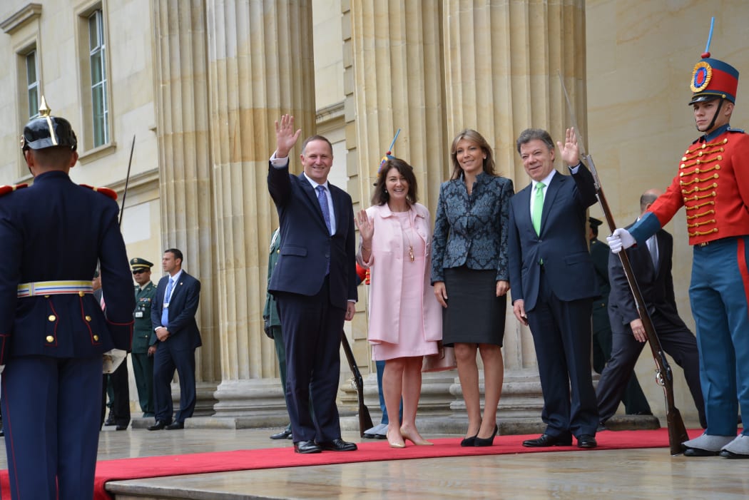 Prime Minister John Key, left, and wife Bronagh with President Juan Manuel Santos and wife Maria.