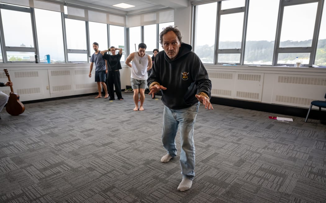 Out The Gate for Te Rākau Hua o Te Wao Tapu, studio rehearsal October 2025. Photo credit: Stephen A’Court.