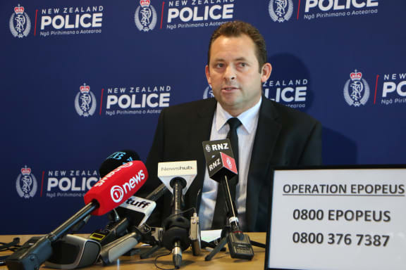 Detective inspector Aaron Pascoe briefing the media on the homicide case of Shannon Baker.