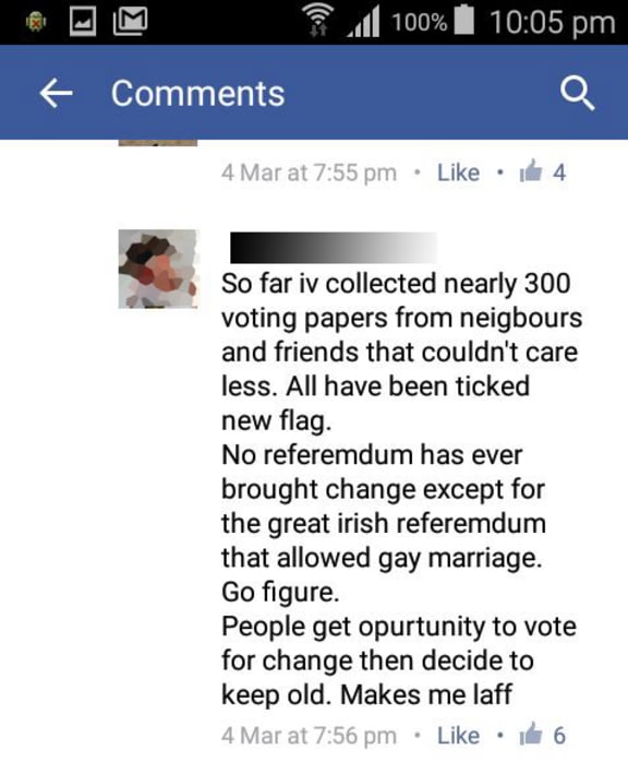 The man said he had collected the voting papers from people 'who couldn't care less'.