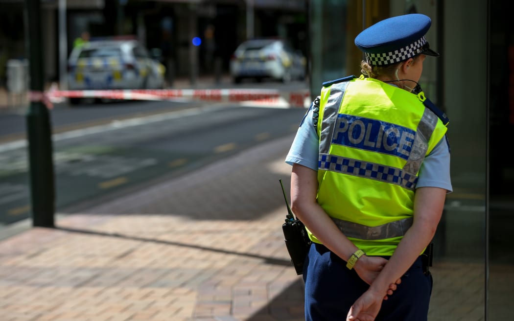 Police on the scene where the suspicious package was found.
