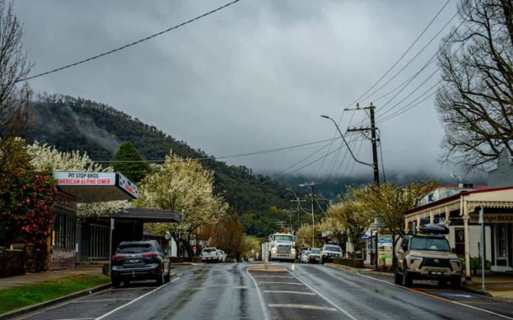 There remains a heavy police presence in the nearby tourist town of Bright.