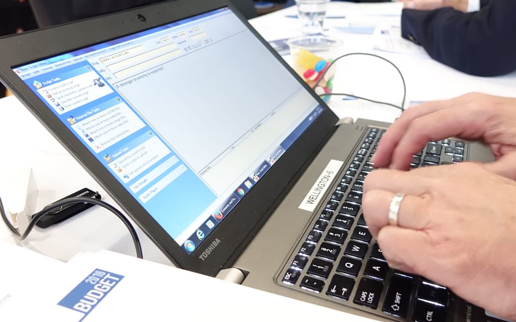RNZ staff work in the media lockup at Budget 2016.