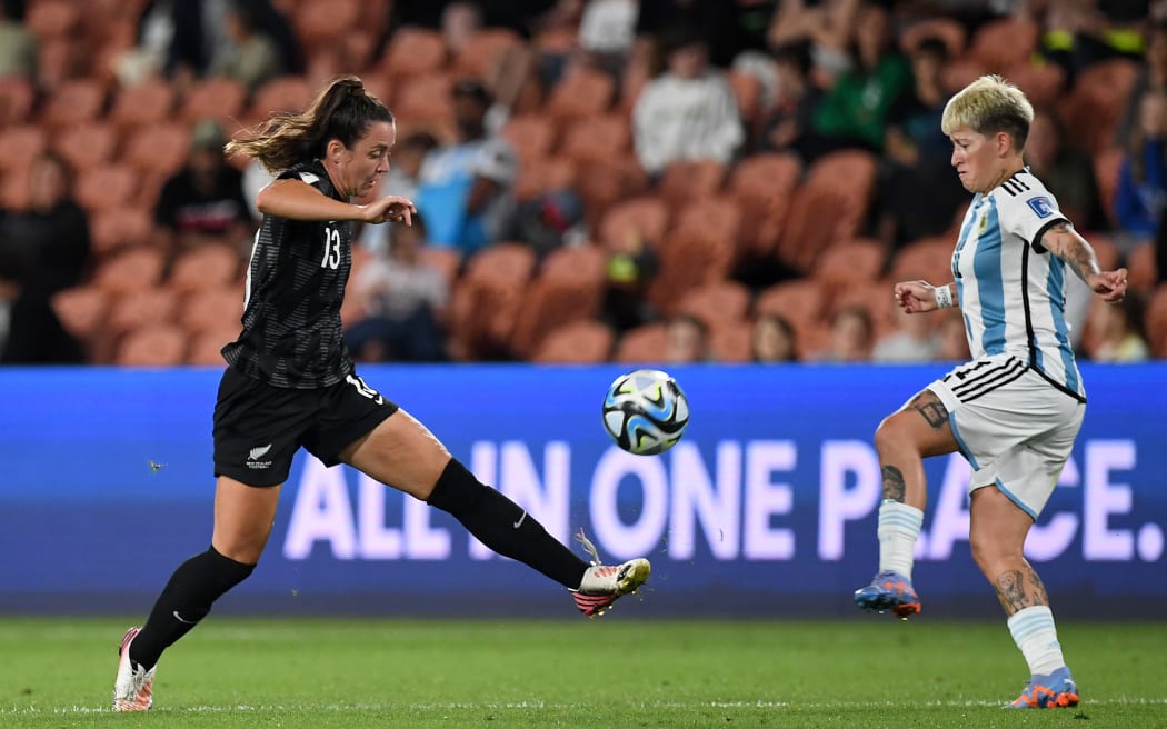 Michaela Foster of New Zealand.
Women’s International Friendly - New Zealand Football Ferns v Argentina at Waikato Stadium, Hamilton, New Zealand on the Friday 20 February 2023. Copyright Photo: Jeremy Ward / www.photosport.nz