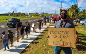 Protesters on Guam call for the preservation of cultural relics.