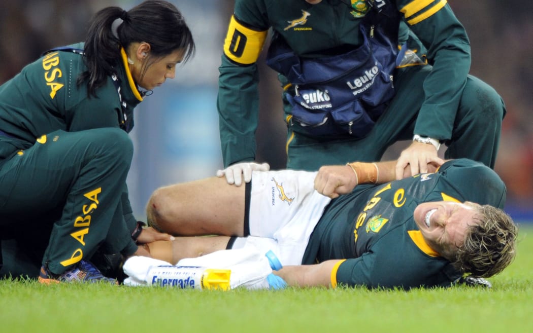 Jean de Villiers has returned to international rugby after suffering this serious knee injury seven months ago.