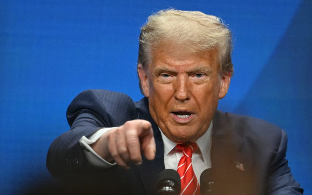 US President Donald Trump addresses a press conference during a North Atlantic Treaty Organization (NATO) Heads of State and Government summit in The Hague on June 25, 2025. (Photo by NICOLAS TUCAT / AFP)