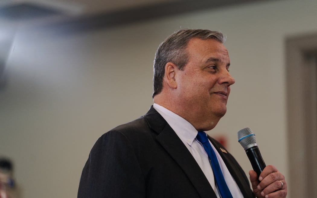 Republican presidential candidate former New Jersey Gov. Chris Christie speaks during a "Tell It Like It Is" town hall at the Bedford Event Center on December 19, 2023 in Bedford, New Hampshire. Republican presidential candidate Christie is continuing his "Tell It Like It Is" town hall series across New Hampshire.