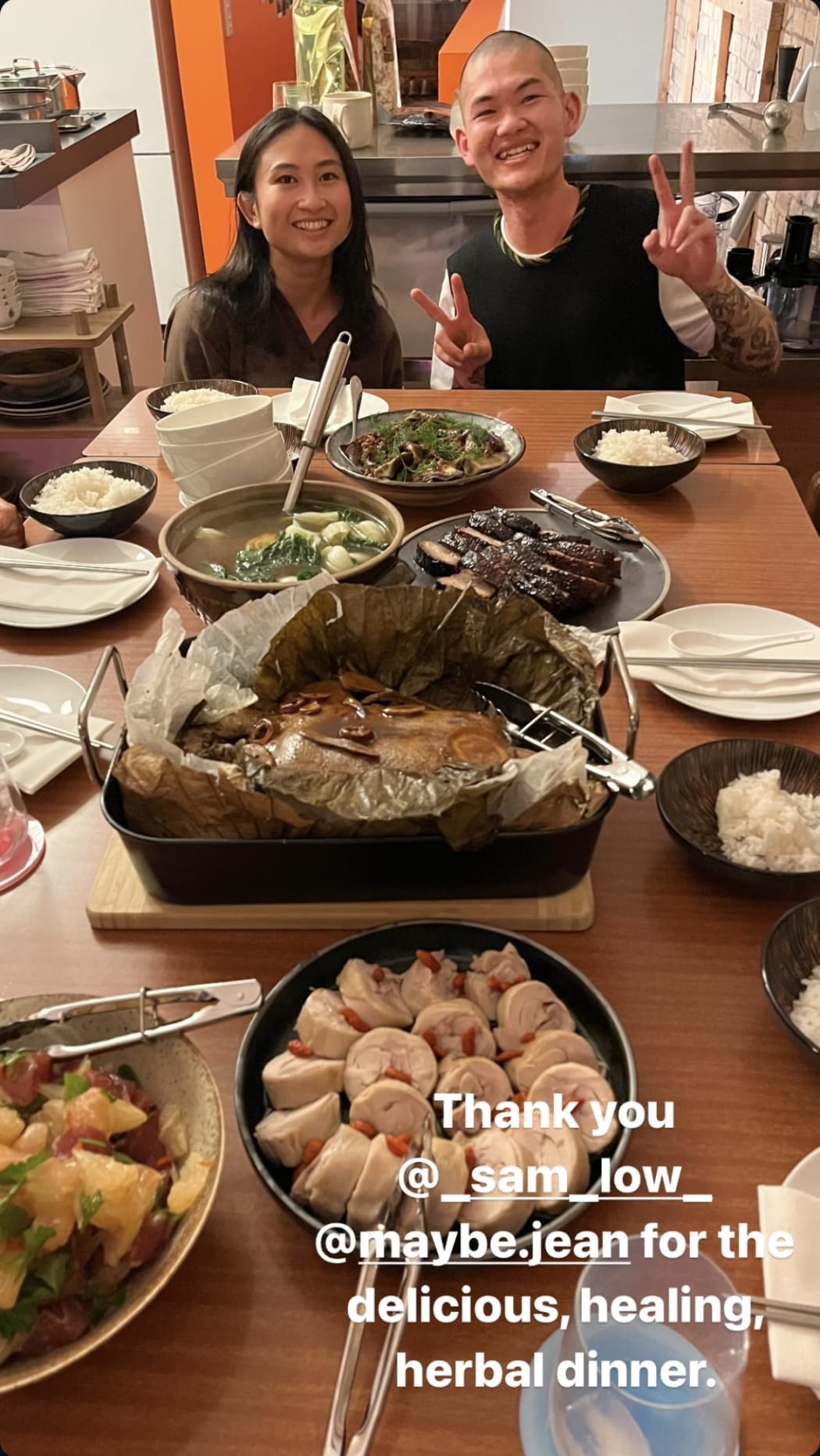 Jean Teng and Sam Low hosted a feast for Ali Wong.