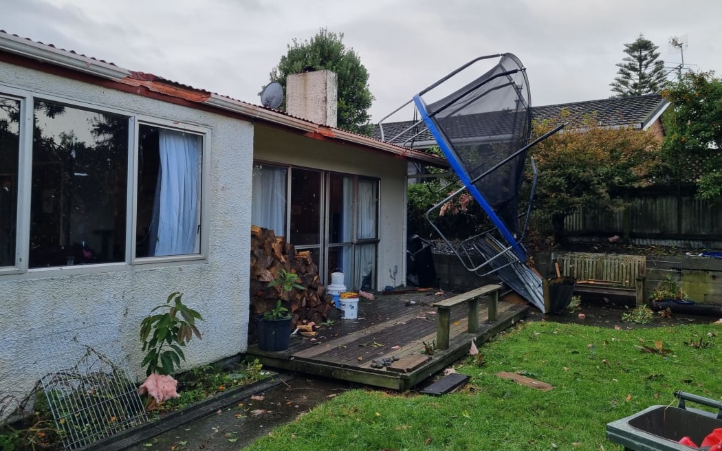 Damage on Aorangi Road, Paraparaumu, from a tornado that swept through on Tuesday 11 April.